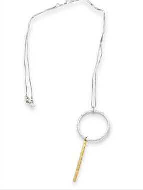 Silpada Two-Tone Hammered Circle Pendant Necklace - Silver & Gold